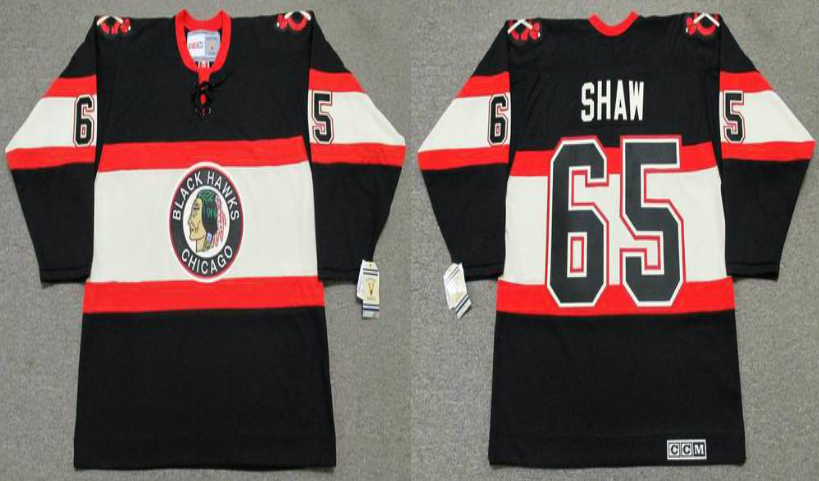 2019 Men Chicago Blackhawks 65 Shaw black CCM NHL jerseys